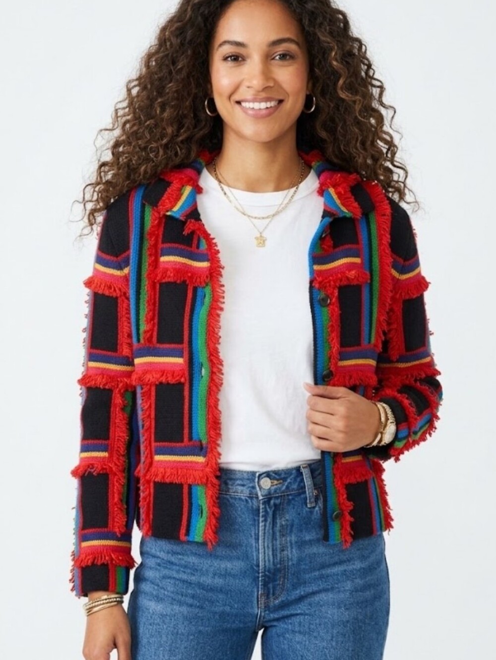 Michael Simon New York Textured Chunky Multicolor Cardigan